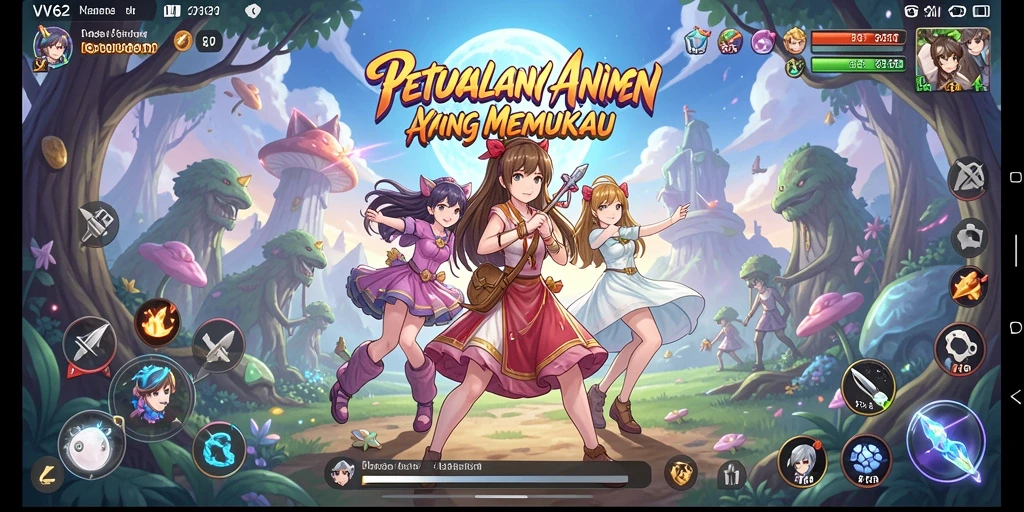 Tampilan gameplay VV62 yang menakjubkan dan penuh warna.